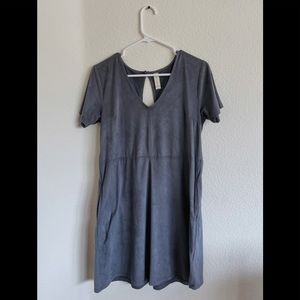 Altar'd State Faux Suede Mini Dress (size small), V-neck Short Sleeve